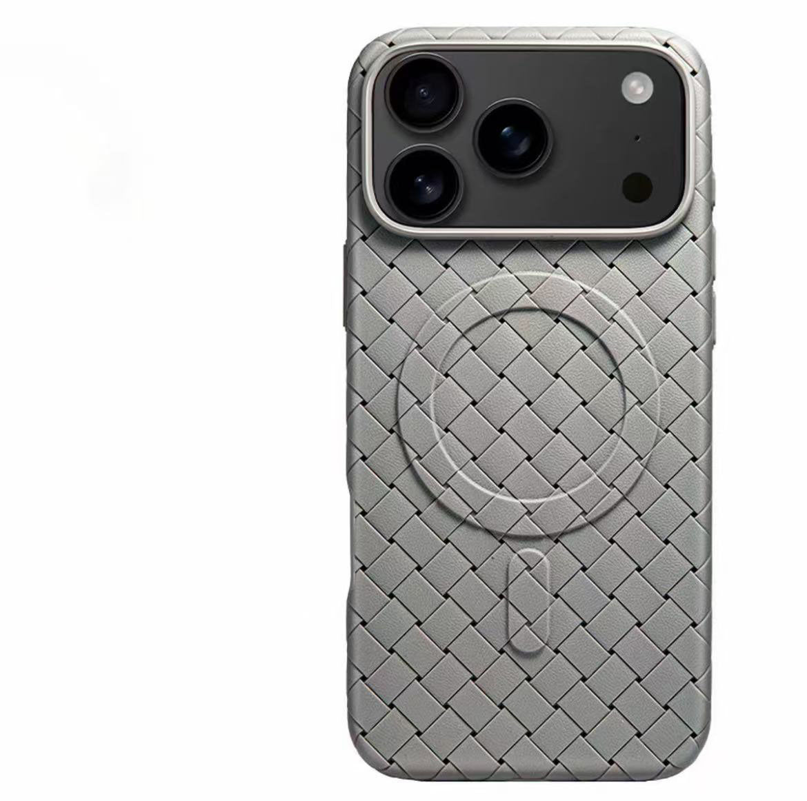 スマホケース  モノトーン ニット柄マグネットスマホケース  耐衝撃・防振性能に優れ、高級感あふれるスマホケースで、iPhone 11~17 に対応