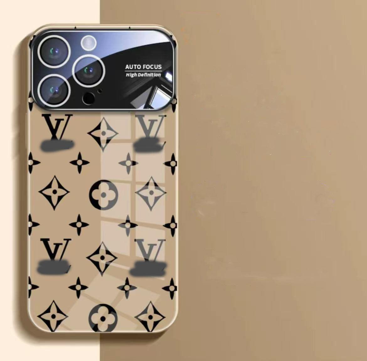 スマホケース  高級感強化ガラス製  ダブルV  耐衝撃・防振性能に優れ、高級感あふれるスマホケースで、iPhone11~17 に対応