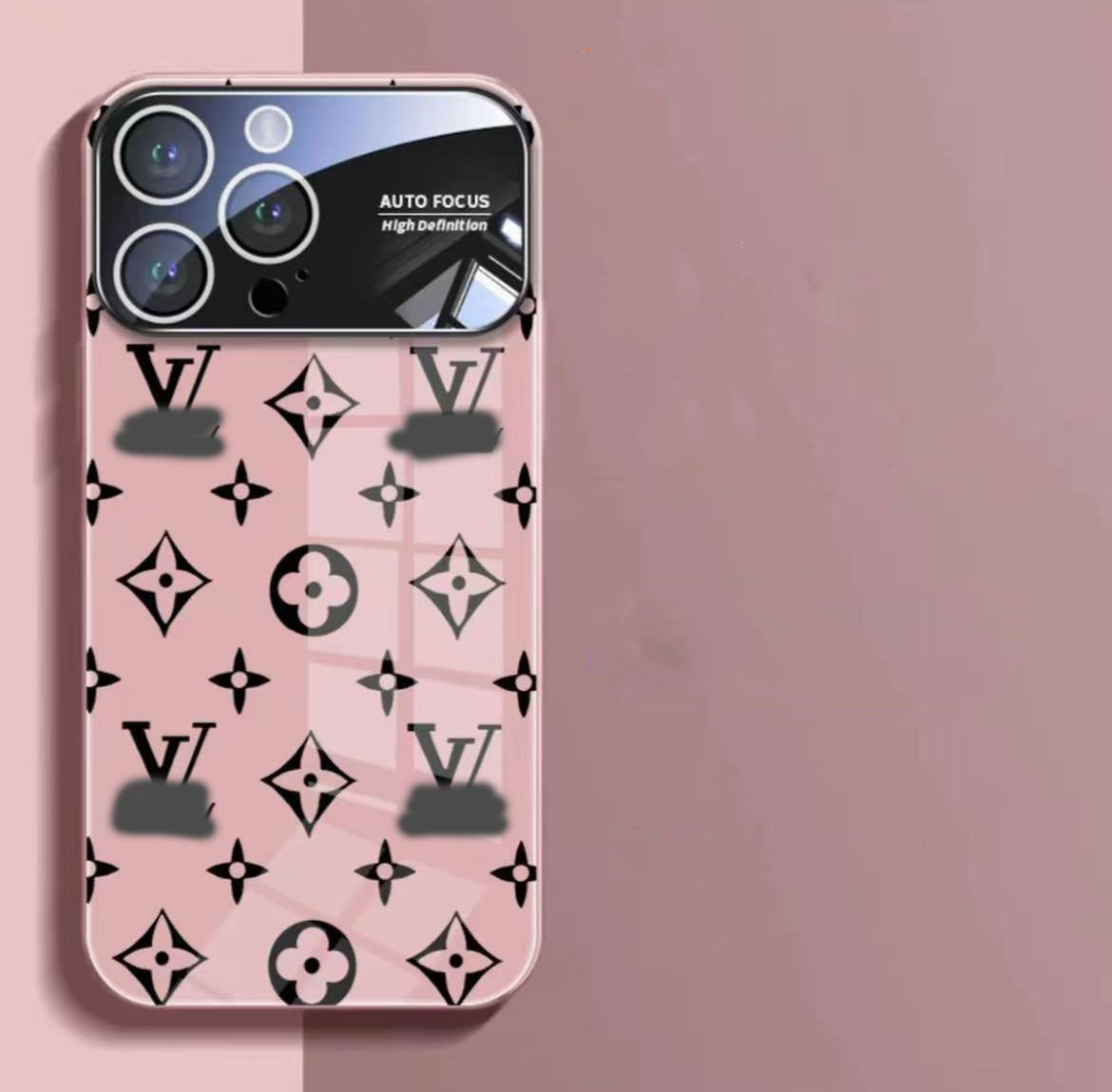 スマホケース  高級感強化ガラス製  ダブルV  耐衝撃・防振性能に優れ、高級感あふれるスマホケースで、iPhone11~17 に対応