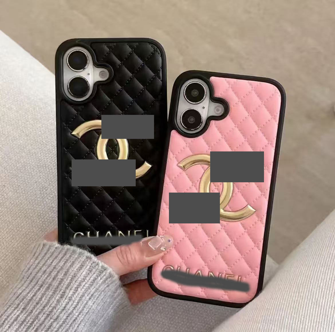 スマホケース  高級感菱柄デザイン  ダブルC  耐衝撃・防振性能に優れ、高級感あふれるスマホケースで、iPhone13~17 に対応