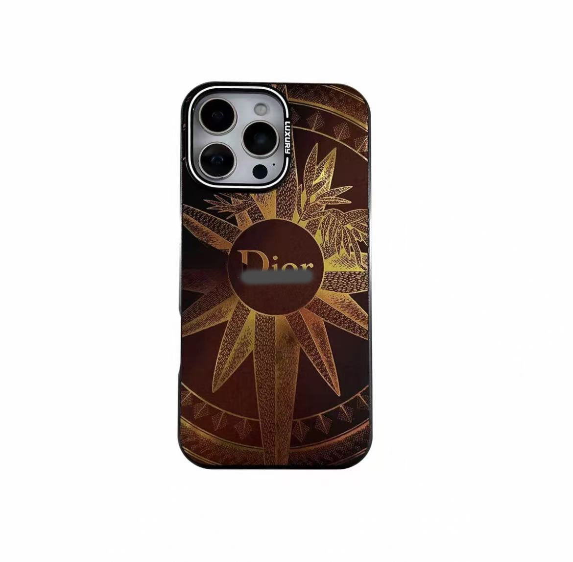 スマホケース  高級感太陽の花  ダブルDi**  耐衝撃・防振性能に優れ、高級感あふれるスマホケースで、iPhone12~16 に対応