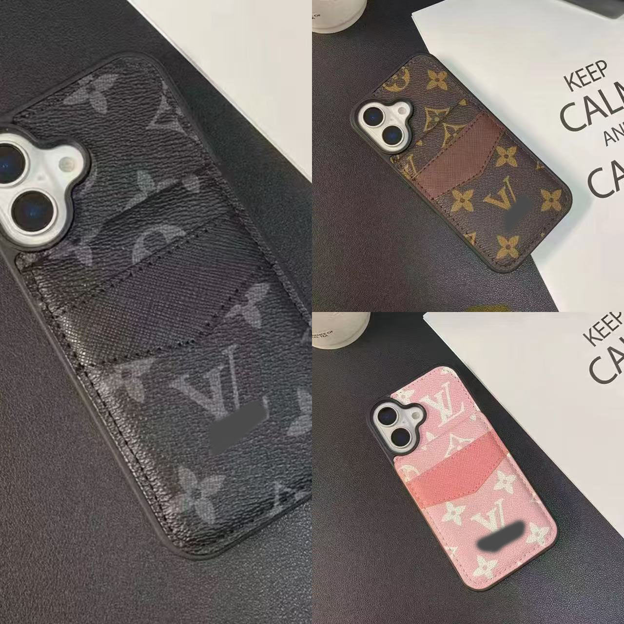 スマホケース  高級感カードスロット付き  ダブルV  耐衝撃・防振性能に優れ、高級感あふれるスマホケースで、iPhone13~17 に対応