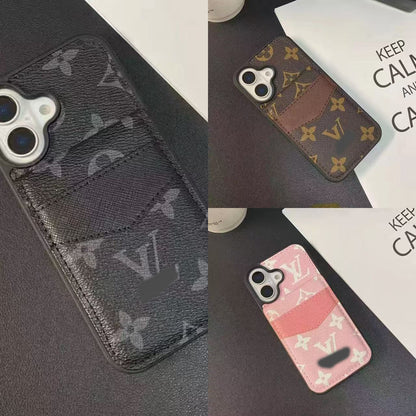 スマホケース  高級感カードスロット付き  ダブルV  耐衝撃・防振性能に優れ、高級感あふれるスマホケースで、iPhone13~17 に対応