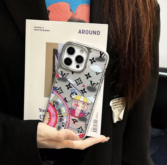 スマホケース  高級感観覧車柄   ダブルV    耐衝撃・防振性能に優れ、高級感あふれるスマホケースで、iPhone14~17 に対応