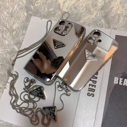 スマホケース  高級感メッキミラースマホケース   ダブルPRA**    耐衝撃・防振性能に優れ、高級感あふれるスマホケースで、iPhone12~16 に対応