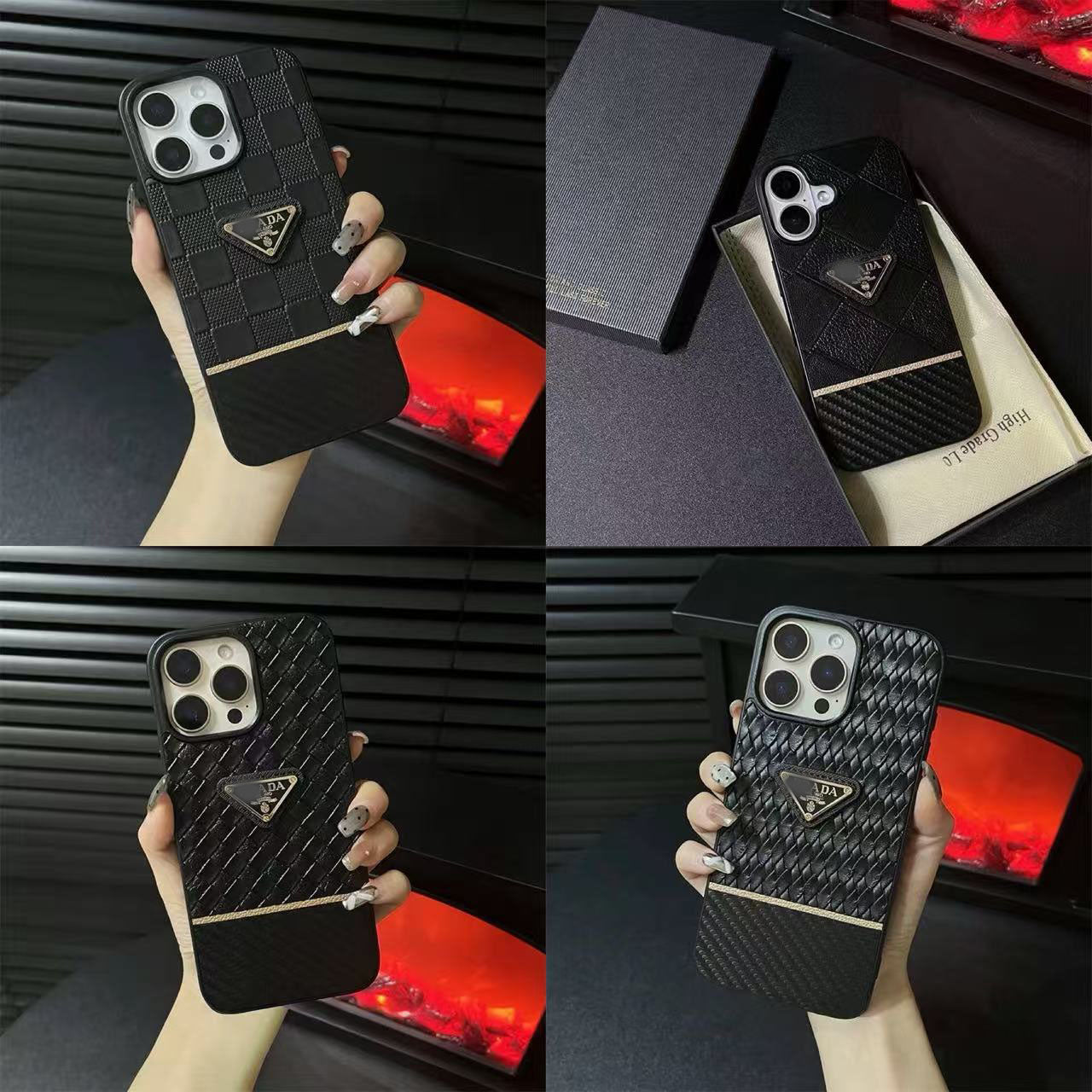 スマホケース  高級感編み目柄スマホケース   ダブルPRA**  耐衝撃・防振性能に優れ、高級感あふれるスマホケースで、iPhone12~17 に対応