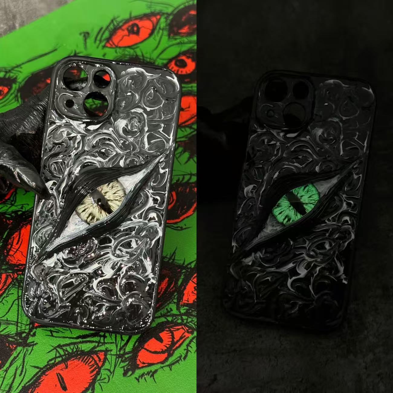 スマホケース （プレオーダー商品） 3D 立体 クルスの眼 悪魔ルミネッセントアイスマホケース 耐衝撃・防振性能に優れ、高級感あふれるスマホケースで、iPhone に対応