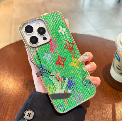 スマホケース  高級感メッキグラフィティスマホケース   ダブルV    耐衝撃・防振性能に優れ、高級感あふれるスマホケースで、iPhone12~17 に対応