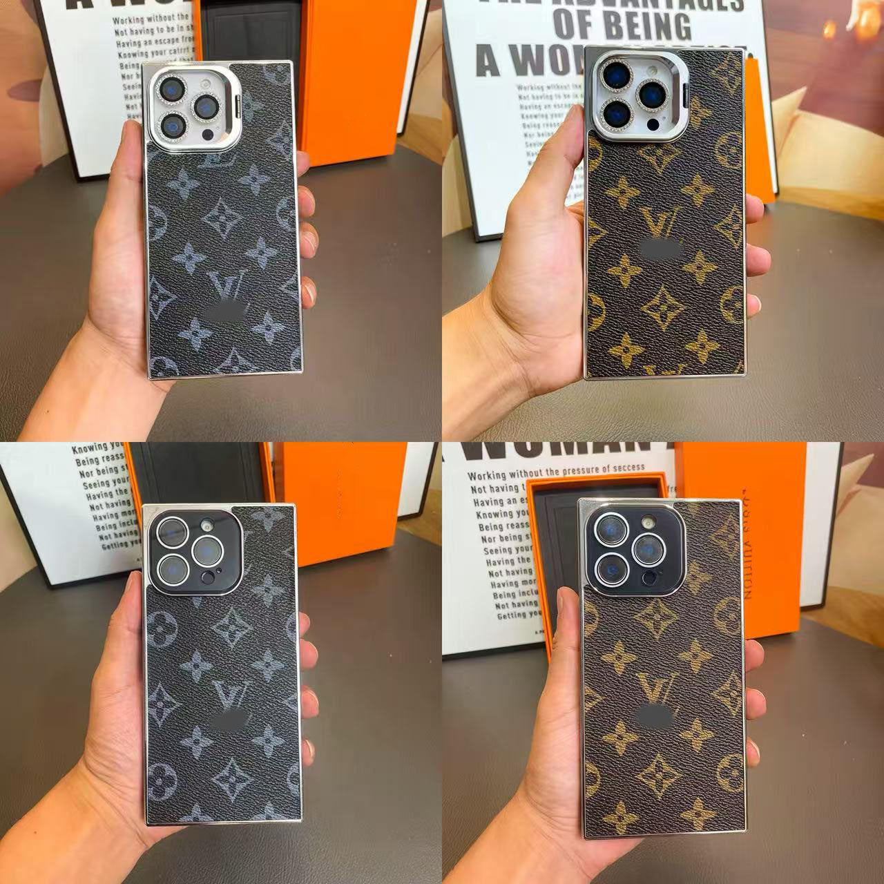 スマホケース  高級感レザーメッキ 直角エッジスマホケース  ダブルV    耐衝撃・防振性能に優れ、高級感あふれるスマホケースで、iPhone13~16 に対応