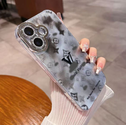 スマホケース  高級感カラープリントシリコンスマホケース ダブルV    耐衝撃・防振性能に優れ、高級感あふれるスマホケースで、iPhone12~17 に対応