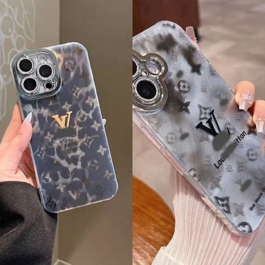 スマホケース  高級感カラープリントシリコンスマホケース ダブルV    耐衝撃・防振性能に優れ、高級感あふれるスマホケースで、iPhone12~17 に対応