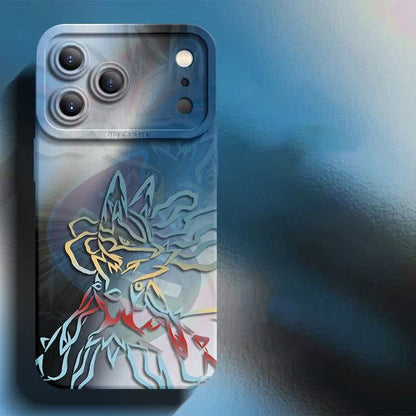 スマホケース  光と影が交錯する幻想的な、ポケモンシリコンスマホケース  耐衝撃・防振性能に優れ、高級感あふれるスマホケースで、iPhone12~17 に対応