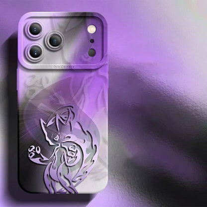 スマホケース  光と影が交錯する幻想的な、ポケモンシリコンスマホケース  耐衝撃・防振性能に優れ、高級感あふれるスマホケースで、iPhone12~17 に対応