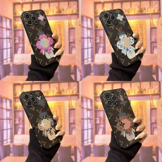 スマホケース  高級感レザー製太陽の花テーマスマホケース ダブルV   耐衝撃・防振性能に優れ、高級感あふれるスマホケースで、 iPhone13~17 に対応