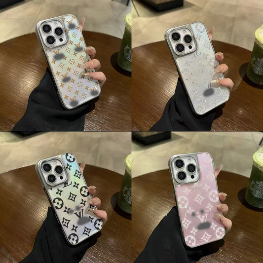 スマホケース  高級感レーザー光沢感スマホケース　ダブルV  耐衝撃・防振性能に優れ、高級感あふれるスマホケースで、iPhone13~17 に対応