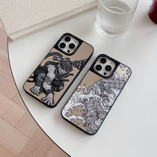 スマホケース  ケースTIFY 鏡面仕上げの白黒波模様スマホケース！ 耐衝撃・防振性能に優れ、高級感あふれるスマホケースで、iPhone12~16 に対応