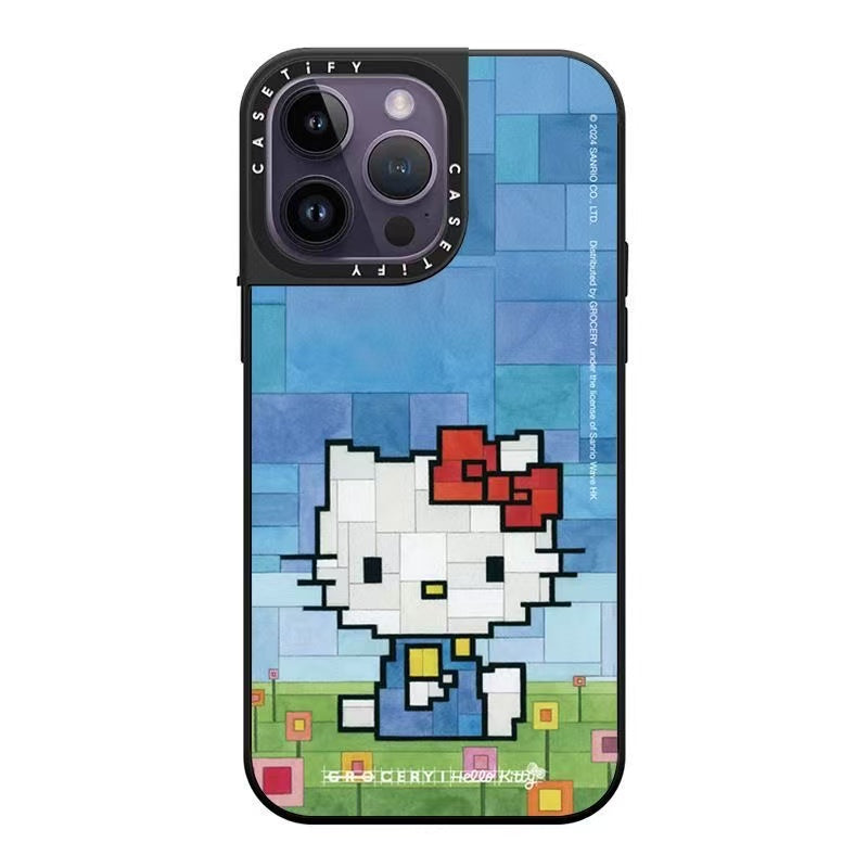 スマホケース  ケースTIFY  ピクセル柄キティちゃんスマホケース！  耐衝撃・防振性能に優れ、高級感あふれるスマホケースで、iPhone12~16 に対応