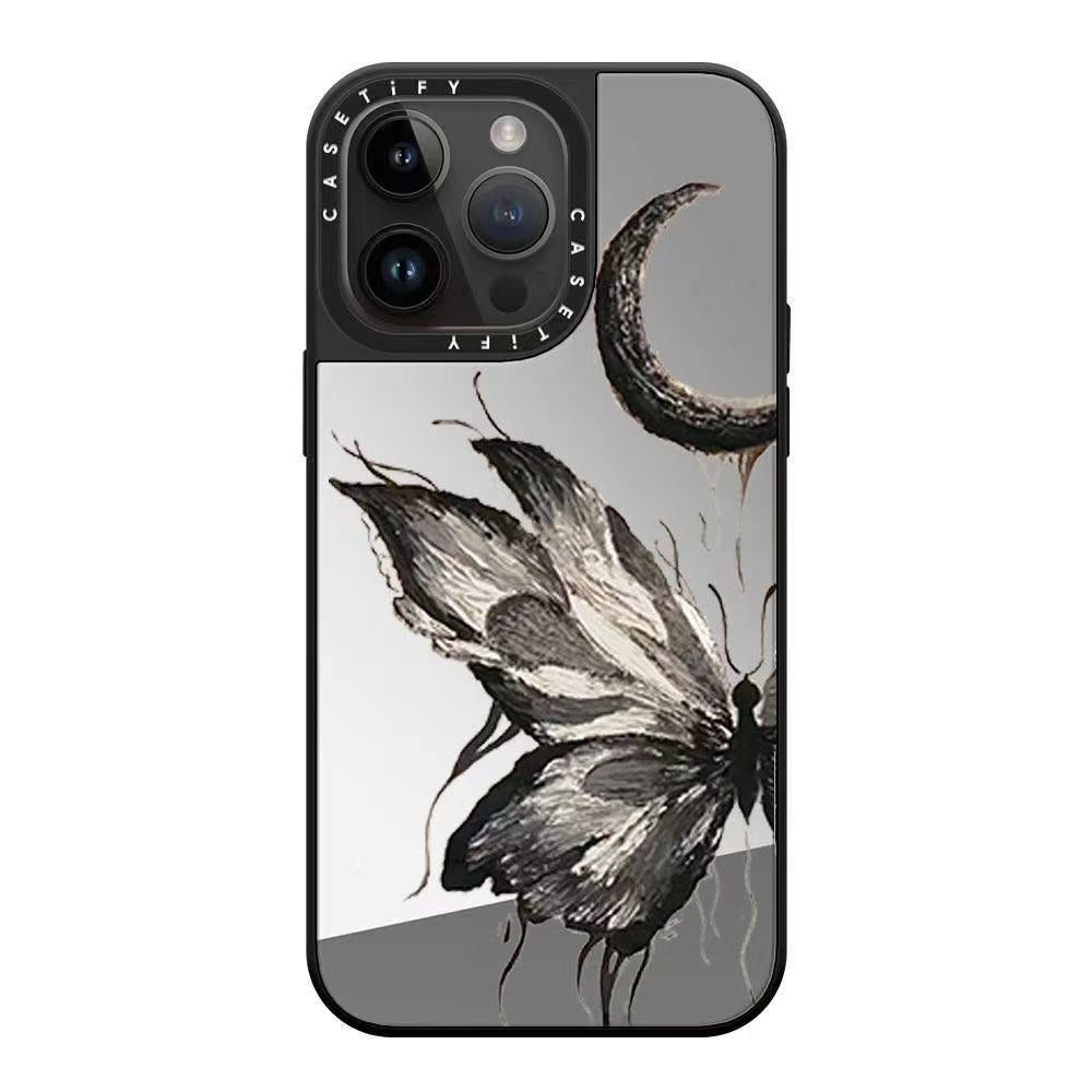 スマホケース  ケースTIFY  月と蝶のアート柄スマホケース！  耐衝撃・防振性能に優れ、高級感あふれるスマホケースで、iPhone12~17 に対応