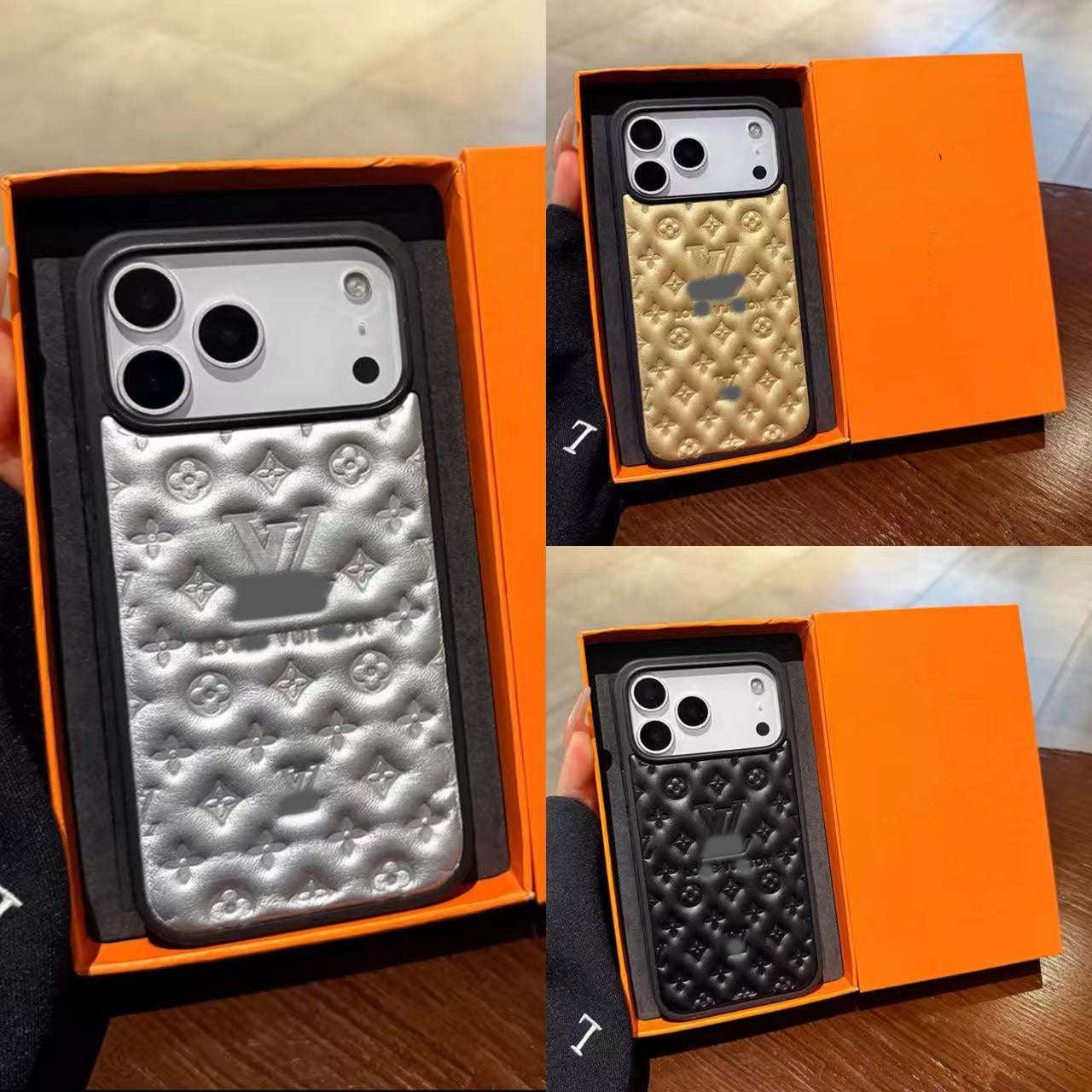 スマホケース  高級感レザーエンボス柄スマホケース  ダブルV  耐衝撃・防振性能に優れ、高級感あふれるスマホケースで、iPhone13~17 に対応