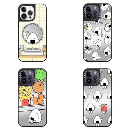 スマホケース  おにぎり柄スマホケース！ ふわっと可愛らしいおにぎりデザイン  耐衝撃・防振性能に優れ、高級感あふれるスマホケースで、iPhone12~16 に対応