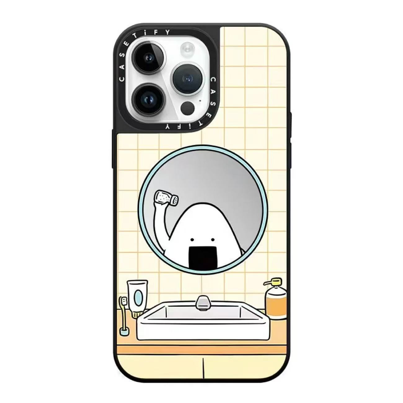 スマホケース  おにぎり柄スマホケース！ ふわっと可愛らしいおにぎりデザイン  耐衝撃・防振性能に優れ、高級感あふれるスマホケースで、iPhone12~16 に対応