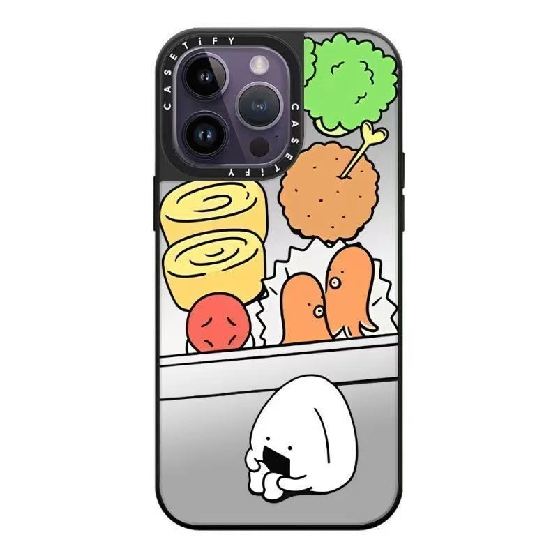 スマホケース  おにぎり柄スマホケース！ ふわっと可愛らしいおにぎりデザイン  耐衝撃・防振性能に優れ、高級感あふれるスマホケースで、iPhone12~16 に対応