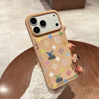 スマホケース  高級感擬似レザー柄スマホケース  ダブルV  耐衝撃・防振性能に優れ、高級感あふれるスマホケースで、iPhone12~17 に対応