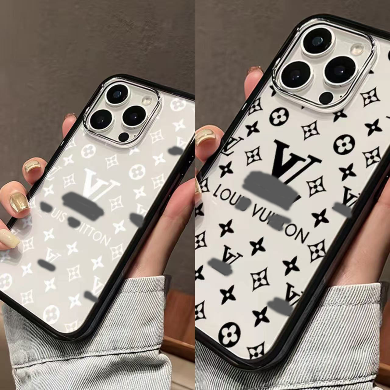 スマホケース  高級感  透明ダブルＶ 耐衝撃・防振性能に優れ、高級感あふれるスマホケースで、iPhone13~16 に対応