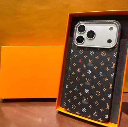 スマホケース  高級感ミニマルクリスマススマホケース  ダブルV  耐衝撃・防振性能に優れ、高級感あふれるスマホケースで、iPhone12~17 に対応