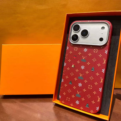 スマホケース  高級感ミニマルクリスマススマホケース  ダブルV  耐衝撃・防振性能に優れ、高級感あふれるスマホケースで、iPhone12~17 に対応