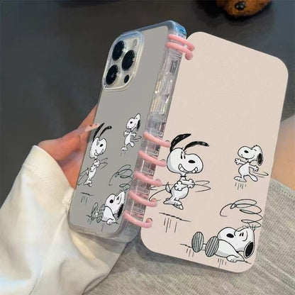 本型スマホケース  スヌーピの愛らしい柄が魅力的なスマホケースです！  手帳型スマホケース  キャラクターの柔らかい 折りたたみ式 ノート型 スマホケース  iPhone に対応