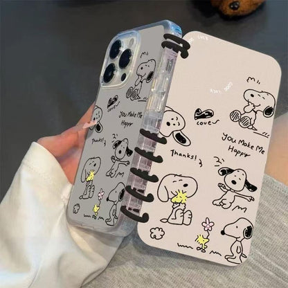 本型スマホケース  スヌーピの愛らしい柄が魅力的なスマホケースです！  手帳型スマホケース  キャラクターの柔らかい 折りたたみ式 ノート型 スマホケース  iPhone に対応