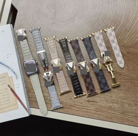 アップルウォッチストラップ  Apple Watch  ダブルV バンド　レザー リザード柄  iWatch ストラップ 38mm～49mm 対応