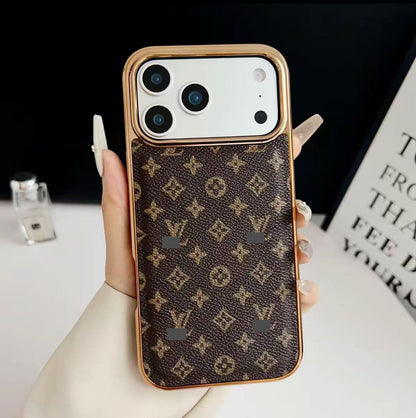 スマホケース  高級感メッキ大窓スマホケース  ダブルV    耐衝撃・防振性能に優れ、高級感あふれるスマホケースで、iPhone12~17 に対応