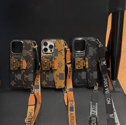 スマホケース 高級感 カードケース付きでストラップ付き ダブルＶ 耐衝撃・防振性能に優れ、高級感あふれるスマホケースで、iPhone に対応