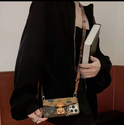 スマホケース 高級感 カードケース付きでストラップ付き ダブルＶ 耐衝撃・防振性能に優れ、高級感あふれるスマホケースで、iPhone に対応