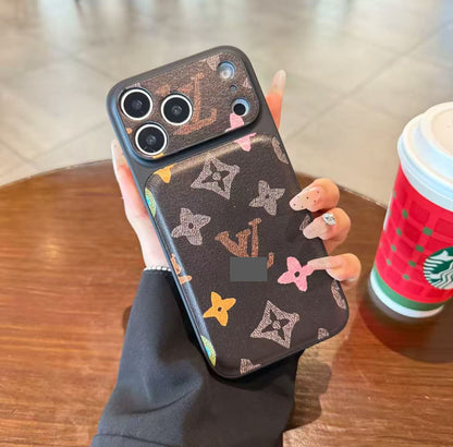 スマホケース  高級感大窓レザー製スマホケース   ダブルV  耐衝撃・防振性能に優れ、高級感あふれるスマホケースで、iPhone13~17 に対応