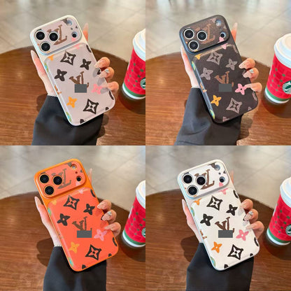 スマホケース  高級感大窓レザー製スマホケース   ダブルV  耐衝撃・防振性能に優れ、高級感あふれるスマホケースで、iPhone13~17 に対応