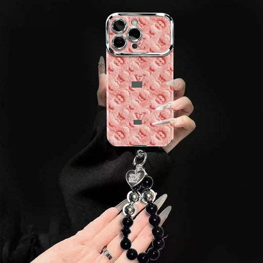 スマホケース  高級感ブレスレットを付き  ダブルV  耐衝撃・防振性能に優れ、高級感あふれるスマホケースで、iPhone11~17 に対応