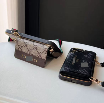 #418  スマホケース  カード収納付き ストラップ付き   耐衝撃・防振性能に優れ、iPhone に対応