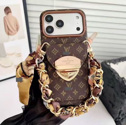 #512  スマホケース  リボンブレスレット付き カード収納付き  耐衝撃・防振性能に優れ、iPhoneに対応