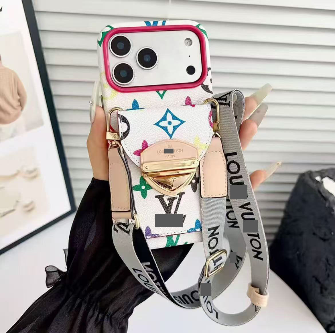#510  スマホケース  ストラップ付き カード収納付き  耐衝撃・防振性能に優れ、iPhone に対応