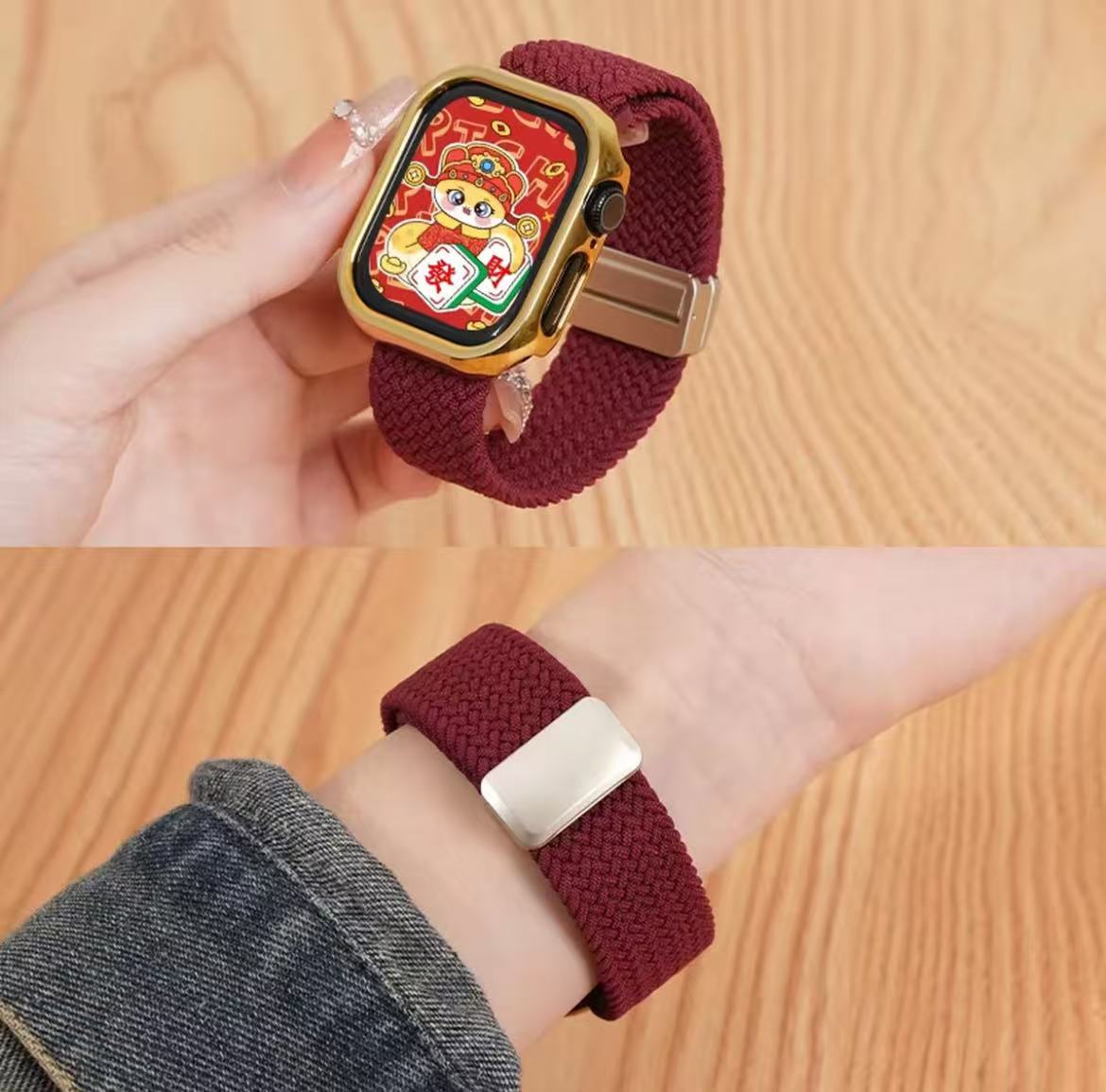 アップルウォッチストラップ  Apple Watch  編み込みマグネットバックルバンド  iWatch ストラップ 38mm～49mm 対応
