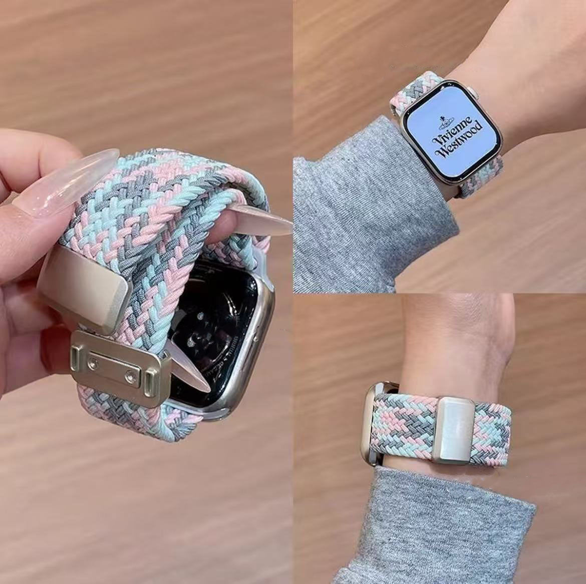 アップルウォッチストラップ  Apple Watch  編み込みマグネットバックルバンド  iWatch ストラップ 38mm～49mm 対応