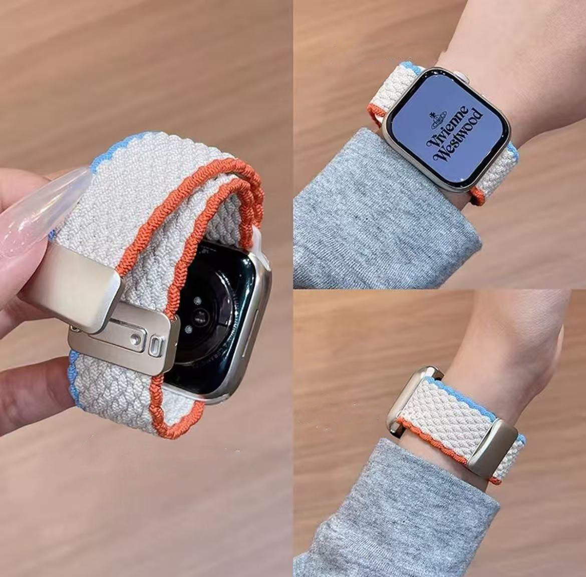 アップルウォッチストラップ  Apple Watch  編み込みマグネットバックルバンド  iWatch ストラップ 38mm～49mm 対応