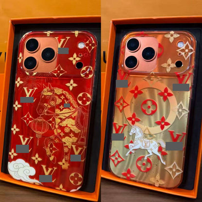 スマホケース  新年限定  高級感マグネット式スマホケース  ダブルV  耐衝撃・防振性能に優れ、高級感あふれるスマホケースで、iPhone15~17 に対応