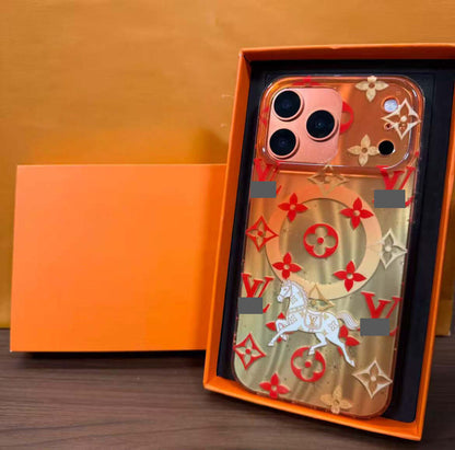 スマホケース  新年限定  高級感マグネット式スマホケース  ダブルV  耐衝撃・防振性能に優れ、高級感あふれるスマホケースで、iPhone15~17 に対応