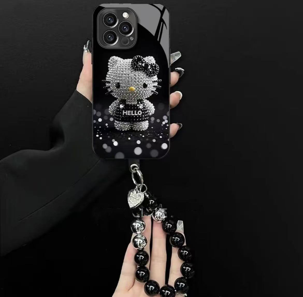 スマホケース   メッキ強化ガラス製キティちゃんスマホ  耐衝撃・防振性能に優れ、高級感あふれるスマホケースで、iPhone12-17 に対応