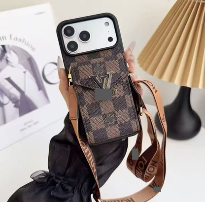 スマホケース    高級感カード入れ付きスマホケース  ダブルV  耐衝撃・防振性能に優れ、高級感あふれるスマホケースで、iPhone12-17 に対応