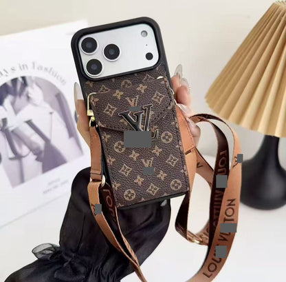 スマホケース    高級感カード入れ付きスマホケース  ダブルV  耐衝撃・防振性能に優れ、高級感あふれるスマホケースで、iPhone12-17 に対応